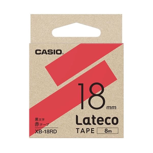 (インボイス対応)(まとめ)カシオ計算機 ラテコ専用テープXB-18RD赤に黒文字(×10セット)