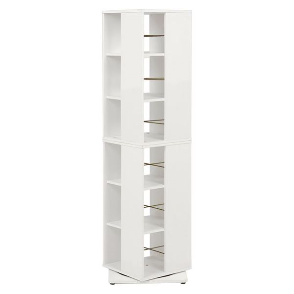 (インボイス対応)ブックシェルフ 本棚 約幅39.5cm×奥行39.5cm×高さ137.5cm ホワイト タワー型 回転コミックラック リビング ダイニング【代引不可】