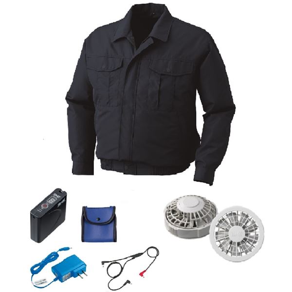 (インボイス対応)KU90540 空調服 R ポリエステル製 FAN2200G・RD9261・LISUPER1セット ネイビー S