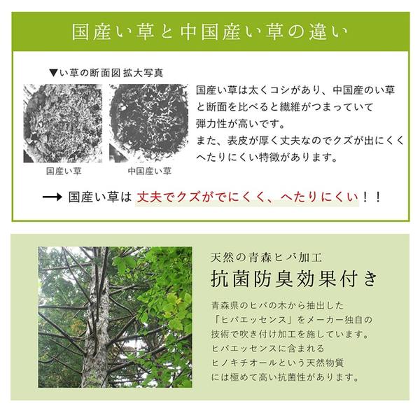 となる 夏用 い草 ラグマット/絨毯 正方形 日本製 抗菌 防臭 防滑 湿度調節 ホットカーペット対応:Chiba Mart 店 つけにくい