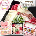 \まだ間に合う/母の日ギフト お菓子\ポイント3倍/個包装 送料無料 スイーツ ソープフラワーボックス&コロンバン クッキー(小) ギフトセット 翌日配達 クッ...