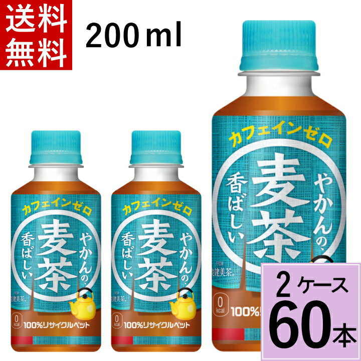 やかんの麦茶 FROM 爽健美茶 200ml PET 送料無料 合計 60 本（30本×2ケース）ペットボトル 送料無料 ペットボトル 麦茶 送料無料 送料込み お茶 ペットボトル 200ml 送料無料