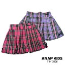 【2025春夏セール】ANAP KIDS チェック柄プリーツ風キュロット No. 422-3425( アナップキッズ 子供服 女の子 キッズ トドラー ジュニア ボトムス キュロット スカパン スカート ウエストゴム チェック柄 ロゴ 可愛い 流行 オシャレ 人気 春 夏 秋 )
