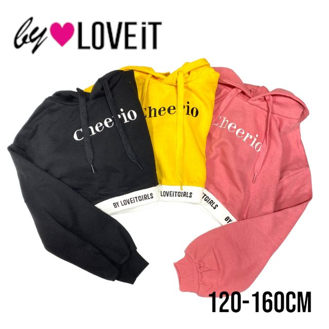 【2023秋冬新作】by LOVEiT 裾ロゴクロップド丈プルオーバー 7833202（ 子供服 女の子 キッズ トドラー ジュニア バイラビット トップス 長袖 パーカー ショート丈 可愛い カジュアル ストリート おしゃれ ダンスウェア ロゴ クロ ピンク キイロ 秋 冬 ）のサムネイル