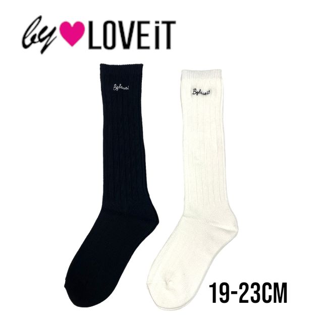 【2023秋冬新作】by LOVEiT カラールーズソックス 7833420（ 子供服 女の子 キッズ トドラー ジュニア バイラビット 靴下 ルーズ ソックス ロゴ お洒落 流行 お出掛け 可愛い ガーリー カジュアル シンプル オフホワイト クロ 春 夏 秋 冬 ）のサムネイル