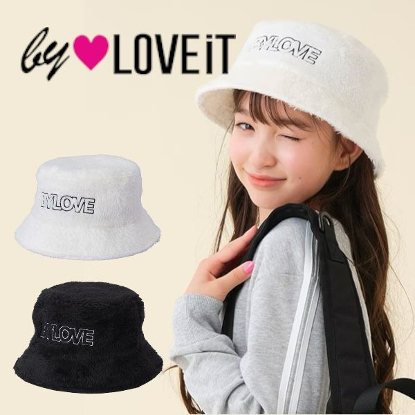 【2023秋冬新作】by LOVEiT ボアバケットハット 7833433（ 子供服 女の子 バイラビット キッズ トドラー ジュニア 小物 帽子 バケハ バケットハット キャップ 可愛い カジュアル シンプル お洒落 お出掛け アイボリー 黒 ブラック 秋 冬 ）のサムネイル