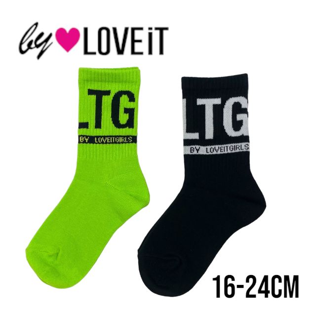 by LOVEiT ロゴクルーソックス No.7843423（ 子供服 女の子 キッズ トドラー ジュニア バイラビット 靴下 クルー ソックス ロゴ 可愛い 人気 通学 カジュアル シンプル ストリート ライム クロ オールシーズン ）のサムネイル