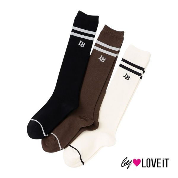 by LOVEiT ラインハイソックス No.7853430（ 子供服 女の子 キッズ トドラー ジュニア バイラビット 靴下 ハイ ソックス カジュアル シンプル ストリート ロゴ 刺繍 ライン おしゃれ 人気 可愛い お出掛け 小物 オールシーズン ）のサムネイル