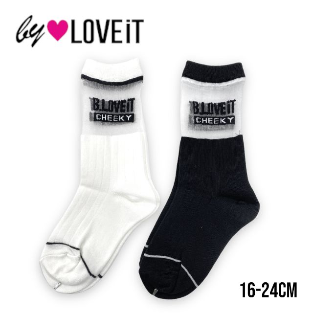 【2023春物新作】by LOVEiT シアーソックス 7831414（子供服 女の子 キッズ トドラー ジュニア 可愛い バイラビット ナルミヤインターナショナル 靴下 クルー ソックス カジュアル ストリート シアー 白 オフ ホワイト 黒 ブラック 春 夏 秋 冬ールシーズン ）のサムネイル