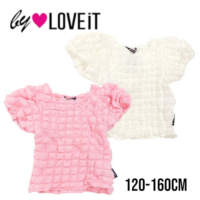 【2023春夏新作】by LOVEiT ポコポコTシャツ 7832233（ 子供服 女の子 キッズ トドラー ジュニア バイラビット トップス 半袖 Tシャツ 半T お洒落 お出掛け カジュアル ガーリー 可愛い 流行 デザイン半T ポコポコT オフホワイト ピンク 春 夏 )のサムネイル