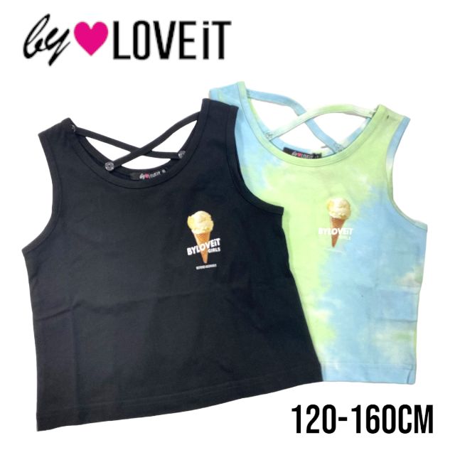【2023春夏新作】by LOVEiT バックストラップタンク No.7832246（ 子供服 女の子 キッズ トドラー ジュニア 夏服 可愛い バイラビット タイダイ柄 トップス カジュアル インナー クロ 黒 ブラック マルチカラー 春 夏 秋 ）のサムネイル