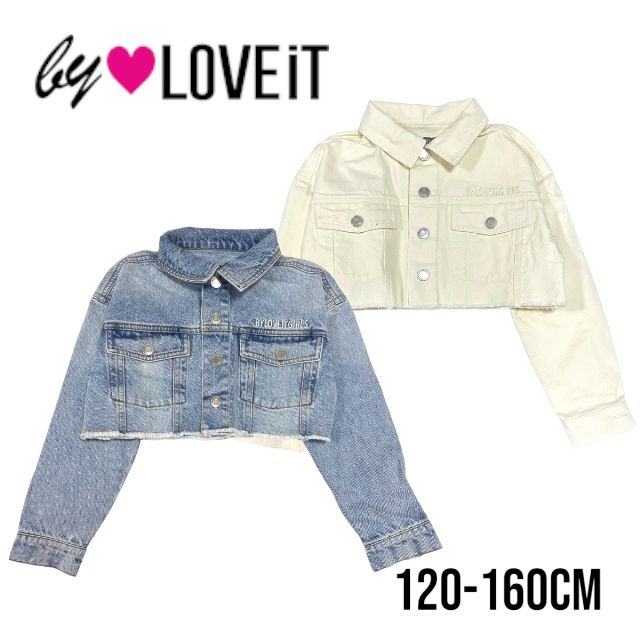 【2024春夏新作】by LOVEiT クロップド丈Gジャン No.7841304（ 子供服 女の子 キッズ トドラー ジュニア バイラビット トップス Gジャン ショート丈 アウター 上着 羽織 デニム 人気 可愛い カジュアル おしゃれ お出掛け アイボリー サックス 春 秋 ）