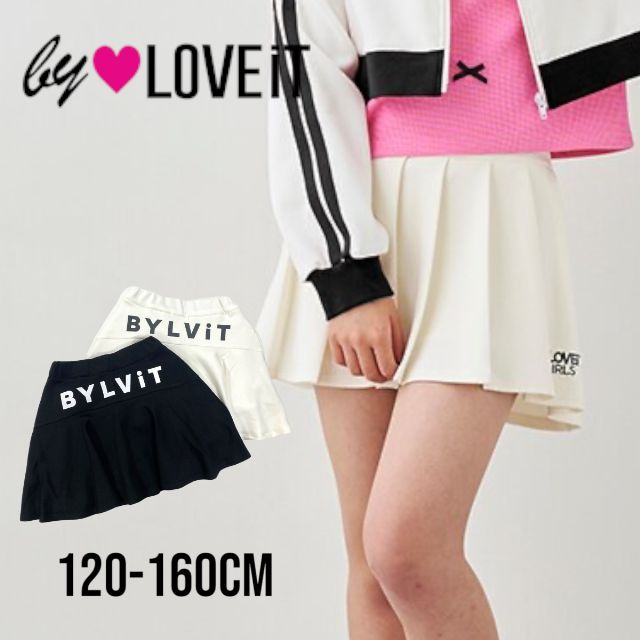 【2024春夏新作】by LOVEiT バック切替スカート No.7841120（ 子供服 女の子 キッズ トドラー ジュニア バイラビット ボトムス プリーツ スカート スカパン インパン付き ロゴ ガーリー 可愛い お洒落 カジュアル シンプル アイボリー クロ 春 夏 秋 )のサムネイル