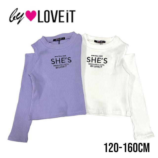 【2024春夏新作】by LOVEiT SHE’S肩スリットロングTシャツ No.7841234（ 子供服 女の子 キッズ トドラー ジュニア バイラビット トップス 長袖 Tシャツ ロンT 肩スリット カジュアル おしゃれ 着回し ロゴ プリント オフホワイト ラベンダー 春 秋 ）のサムネイル