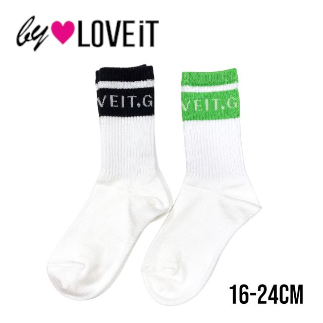 by LOVEiT ロゴクルーソックス No.7842418（ 子供服 女の子 キッズ トドラー ジュニア バイラビット 靴下 クルー ソックス ライン ロゴ 可愛い 人気 通学 カジュアル シンプル ストリート クロ グリーン オールシーズン ）のサムネイル
