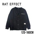 【2023秋冬新作】RAT EFFECT 裏起毛ビッグカーディガン No.RJK233420 ( 子供服 男の子 ラットエフェクト キッズ トドラー ジュニア トップス アウター あったか ゆったり 通学 裏面フリース ロゴ 刺繍 ブラック かっこいい カジュアル 秋 冬 )