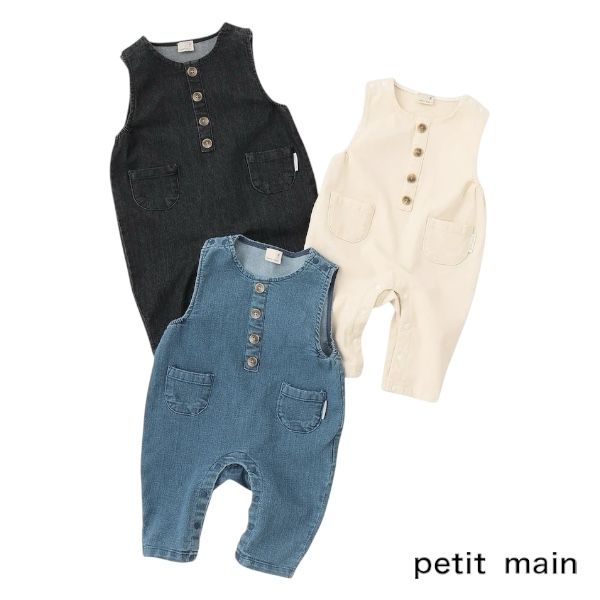 【2025秋冬新作】Petit main デニムサロペット No.9553561 ( プティマイン 子供服 男の子 女の子 キッ..