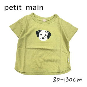 【2023夏物新作】Petit main【接触冷感】DOGTシャツ プティマイン No.9532229 ( 子供服 男の子 ベビー キッズ トップス 半袖 Tシャツ 半T イヌ ダルメシアン ロゴ プリント 動物 お洒落 可愛い ナチュラル カジュアル Lグリーン 春服 夏服 )