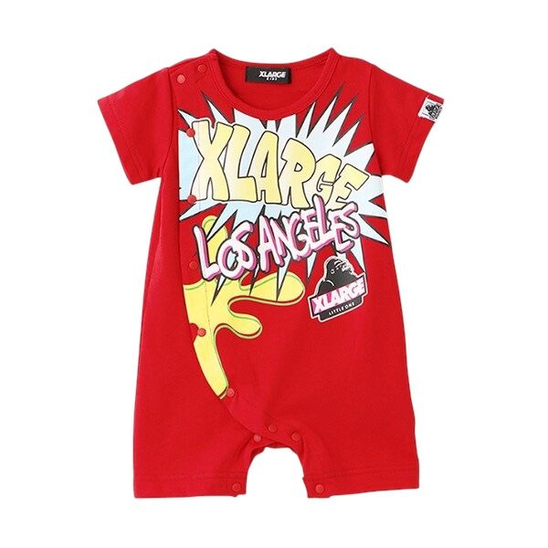 【2025春夏セール】X-LARGE KIDS ポップアートショートオール No.9452501（ エクストララージキッズ 子供服 男の子 ベビー エックスラージ 新生児 赤ちゃん 半袖 ロンパース ロゴ ゴリラ イラスト プレゼント ギフト 出産祝い 人気 流行 春 夏 ）