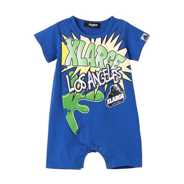 【2025春夏セール】X-LARGE KIDS ポップアートショートオール No.9452501（ エクストララージキッズ 子供服 男の子 ベビー エックスラージ 新生児 赤ちゃん 半袖 ロンパース ロゴ ゴリラ イラスト プレゼント ギフト 出産祝い 人気 流行 春 夏 ）