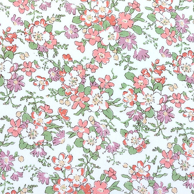 リバティプリント【タナローン/別注】ヘリテージ・ローズ（オールドサーモン J23B）HeritageRose　dc33287-j23b　日本初登場　チビチビキッチン別注生地