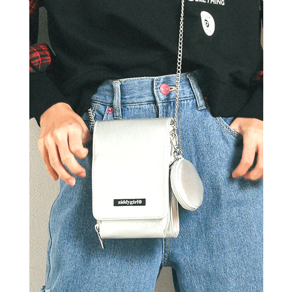 ZIDDY ジディー チェーンショルダーバッグ (シルバー)　コインケース付き 1234-47023 ワンサイズ 【メ..