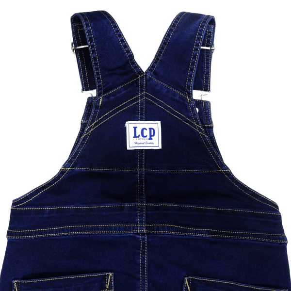 L.COPECKエルコペック定番オーバーオール(ネイビー)ストレッチデニムC583380-160cm【メール便発送のみ(220円)】