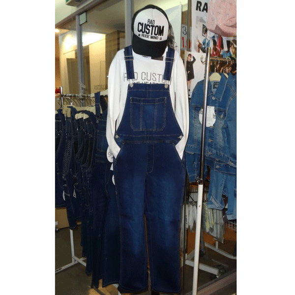L.COPECKエルコペック定番オーバーオール(ネイビー)ストレッチデニムC583380-160cm【メール便発送のみ(220円)】