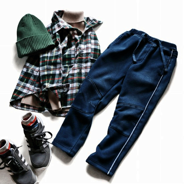 【サイズ不揃い処分】 L.COPECK コペック 定番シャギーパンツ (ネイビー）裏起毛 C4283 100～110cm 【..