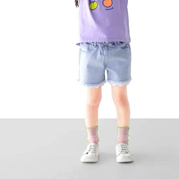 L.COPECK コペック ショートパンツ (アイスブルー）裾フリンジ C6065 150cm～160cm メール便(送料全国220円）対応】