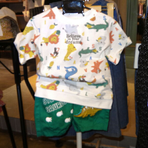 L.COPECK コペック ハーフパンツ (グリーン）恐竜モチーフ C2027 80cm～130cm【メール便(送料全国220円..