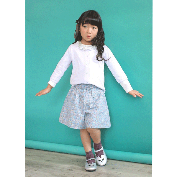 【サイズ不揃い処分】 L.COPECK エルコペック キュロットパンツ (ブルー) 小花柄 C7345 150-160cm 【メ..