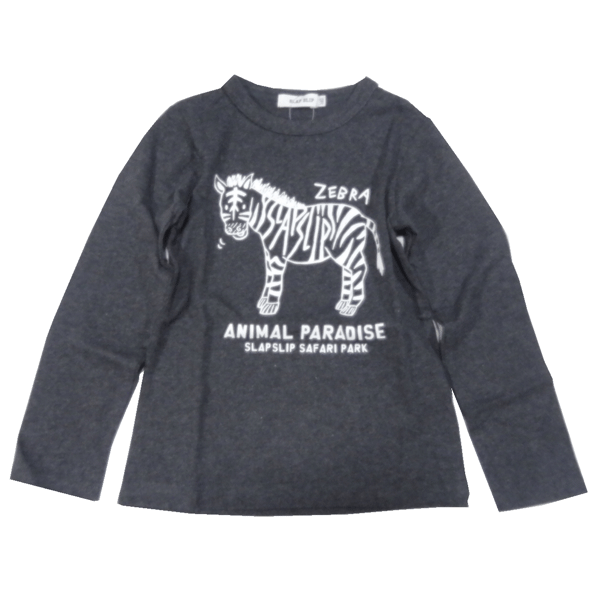 SLAP SLIP スラップスリップ 長袖Tシャツ (杢グレー) ゼブラプリント 1815-17115 100-130cm 【メール便(送料全国220円）対応】のサムネイル