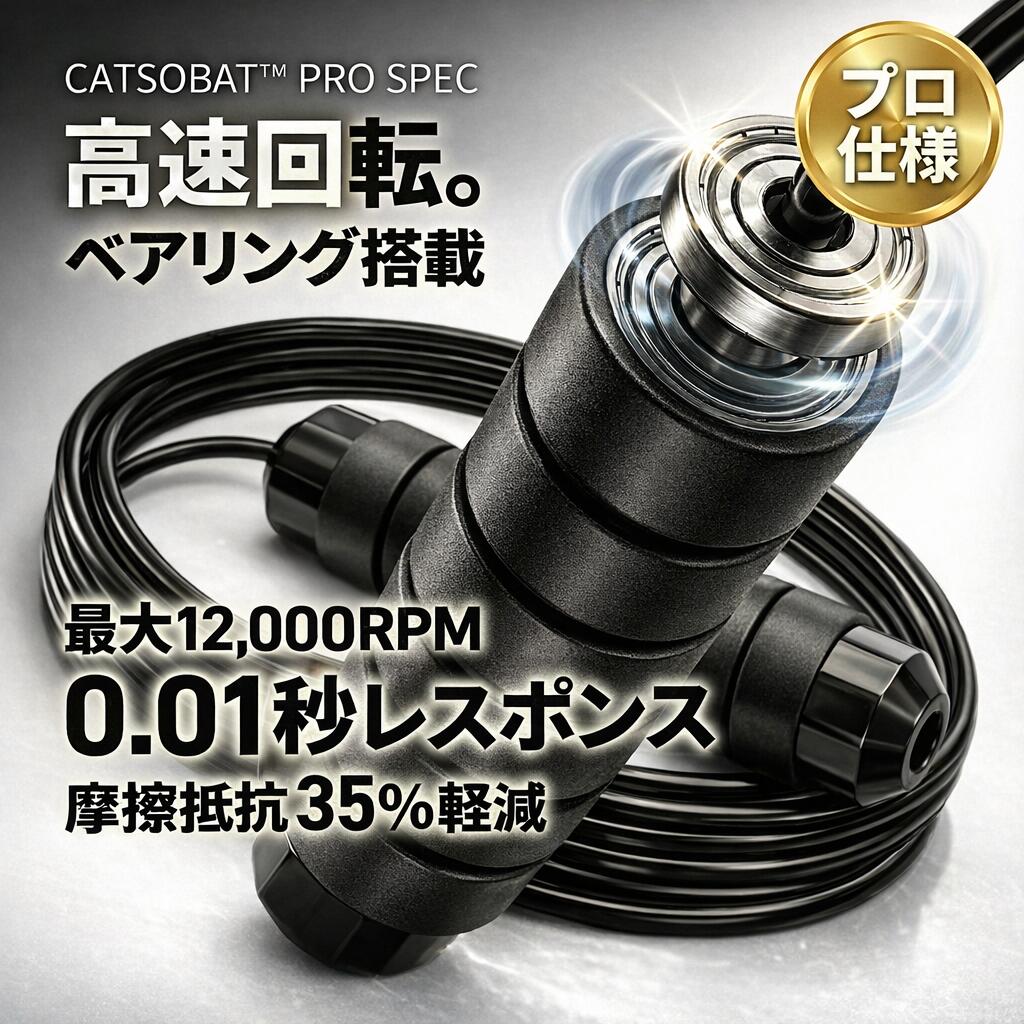 【PRO SPEC】縄跳び ワイヤー ゴールド ベアリング内蔵 高速回転 プロ仕様 長さ調整可能 頑丈設計 有酸素運動 トレーニング CATSOBAT™【メーカー30日保証付き】
