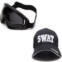 【7/5限定★抽選で2人に1人最大300%ポイントバック★要エントリー】SWAT コスプレ SWATキャップ ゴーグル セット ハロウィン コスプレ 仮装 SWATコス 特殊部隊 SWAT キャップ ブラック サバゲー 装備 服装 サバイバルゲーム