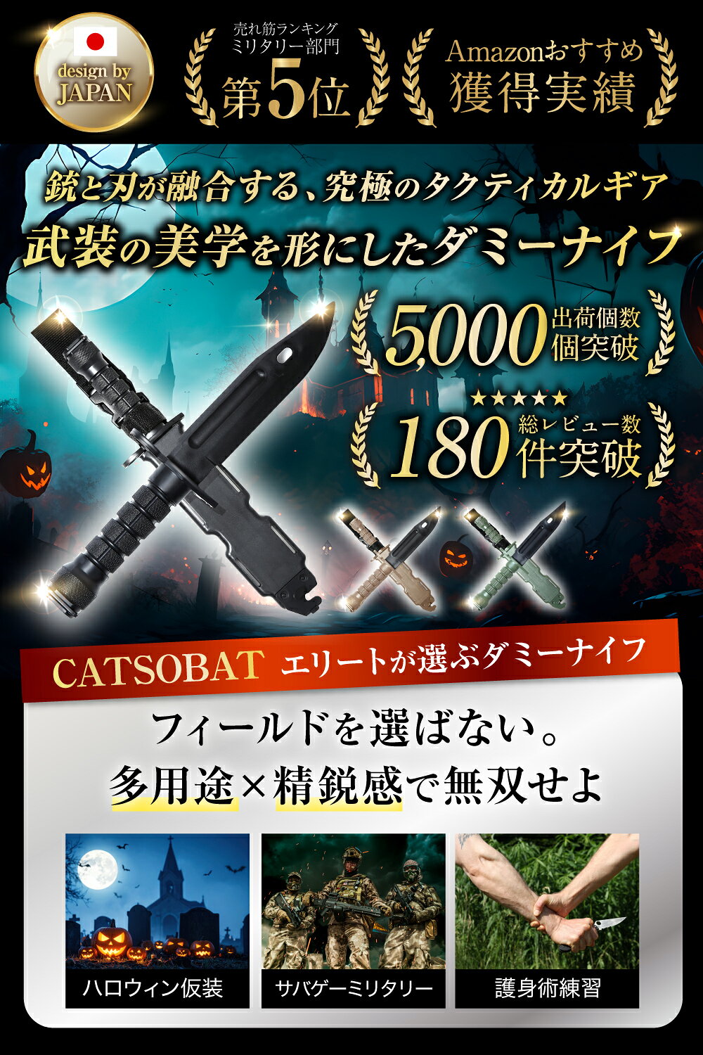 【専門家監修 安全設計】SWAT コスプレ 装備 ダミーナイフ ゴム製 銃剣対応 サバイバルゲーム サバゲー用品 ミリタリーグッズ ハロウィン 仮装 舞台小道具 ミリタリーナイフ 【メーカー30日保証付き】