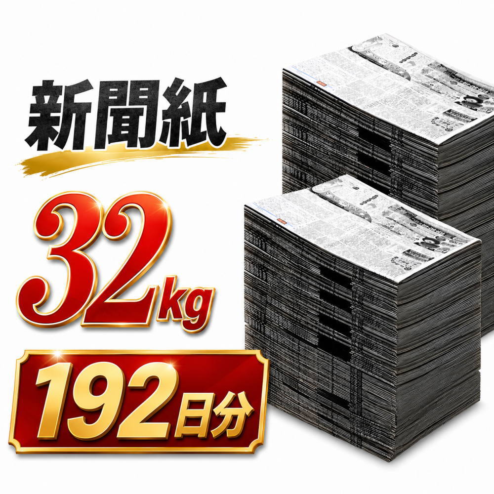 Rakuten - 【大容量 新聞紙 32kg】 192日分 完全未使用予備紙使用 チラシなし ペット用 トイレシート 引越し 梱包資材 緩衝材 包装材 掃除用品 アウトドア 断熱材対応