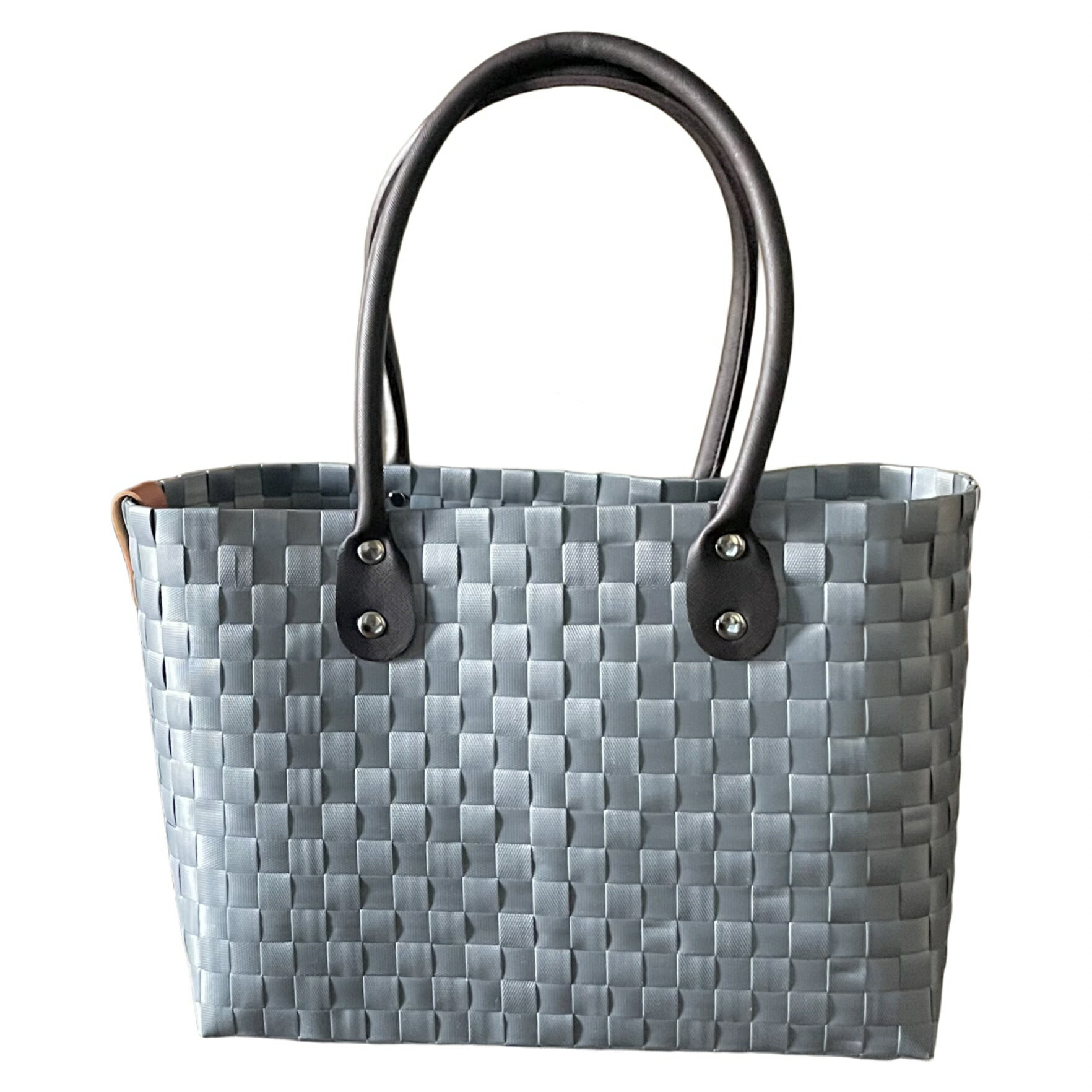 Leather Handle M ＜UK-sky＞シック カゴバッグ カゴバッグ プラカゴ レディースバッグ トートバッグ ..