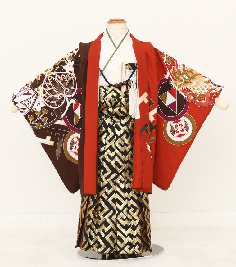 【レンタル】【5-0150】七五三 着物 羽織 袴 5歳 男の子 フルセット 草履 懐剣 角帯 753着物 3泊4日