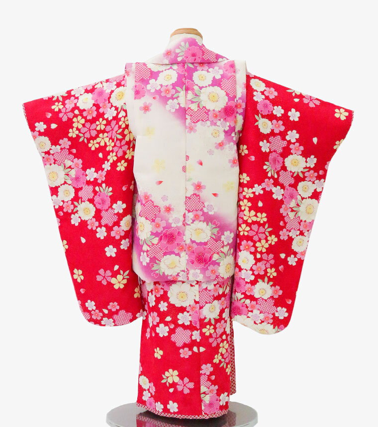 【レンタル】【3-0062】七五三 着物 被布 3歳 女の子 フルセット 七五三レンタル 七五三着物3歳 七五三着物 髪飾り 草履 バッグ 753着物 3泊4日 2