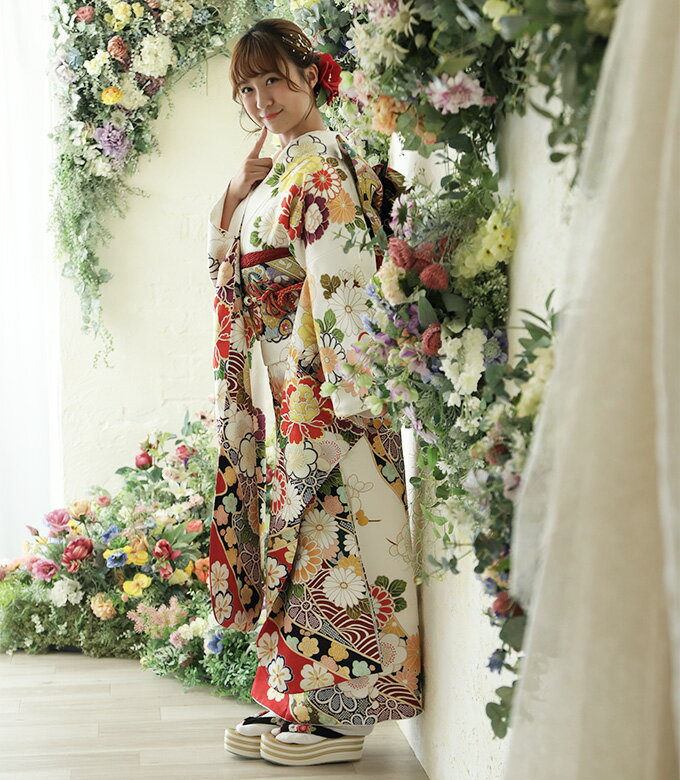 【レンタル】【f-0077】振袖 【2027年成人式ご予約受付中】 フルセットレンタル レンタル17点セット [成人式 晴れの日 振袖 二十歳 正絹][送料無料][4泊5日]