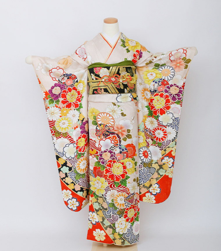 【レンタル】【f-0129】振袖 【2027年成人式ご予約受付中】 フルセットレンタル レンタル17点セット [成人式 晴れの日 振袖 二十歳 正絹][送料無料][4泊5日]