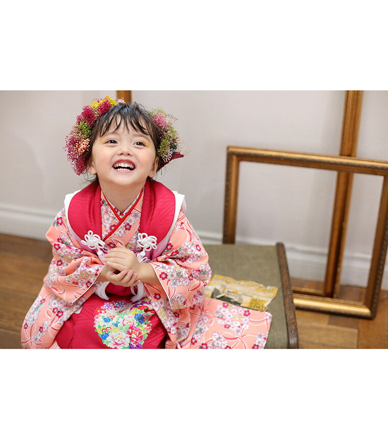 Rakuten - 【レンタル】【3-0146】七五三 着物 被布 3歳 女の子 フルセット 七五三レンタル 七五三着物3歳 七五三着物 髪飾り 草履 バッグ 753着物 4泊5日