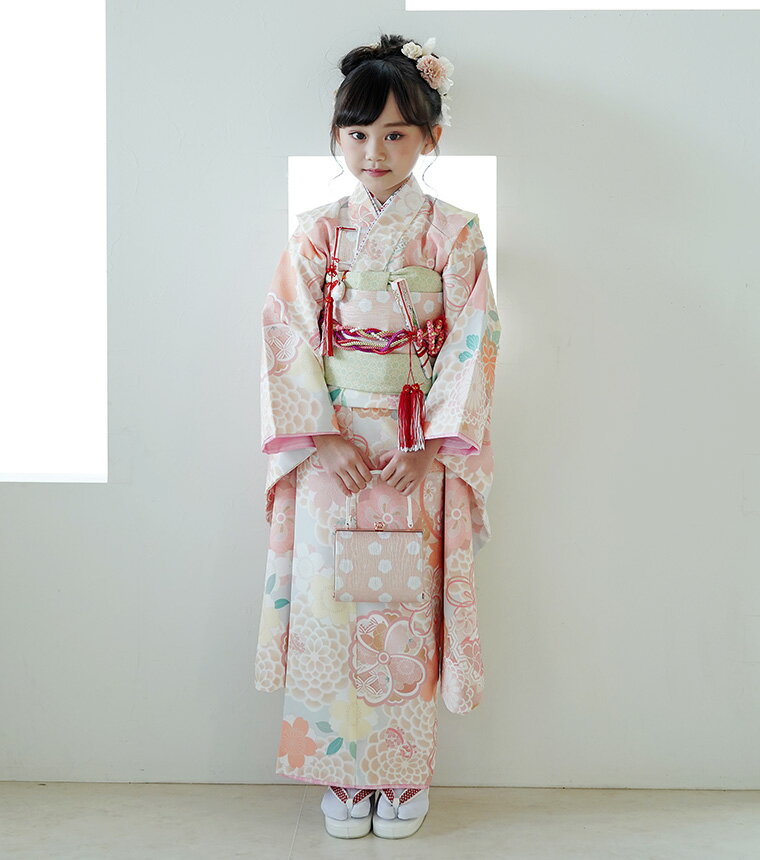 Age 7 - ファミリーセットSALE開催中！【レンタル】【7-0137B】七五三 着物 7歳 女の子 フルセット 七五三レンタル 七五三着物7歳 七五三着物 髪飾り 草履 バッグ 753着物 4泊5日