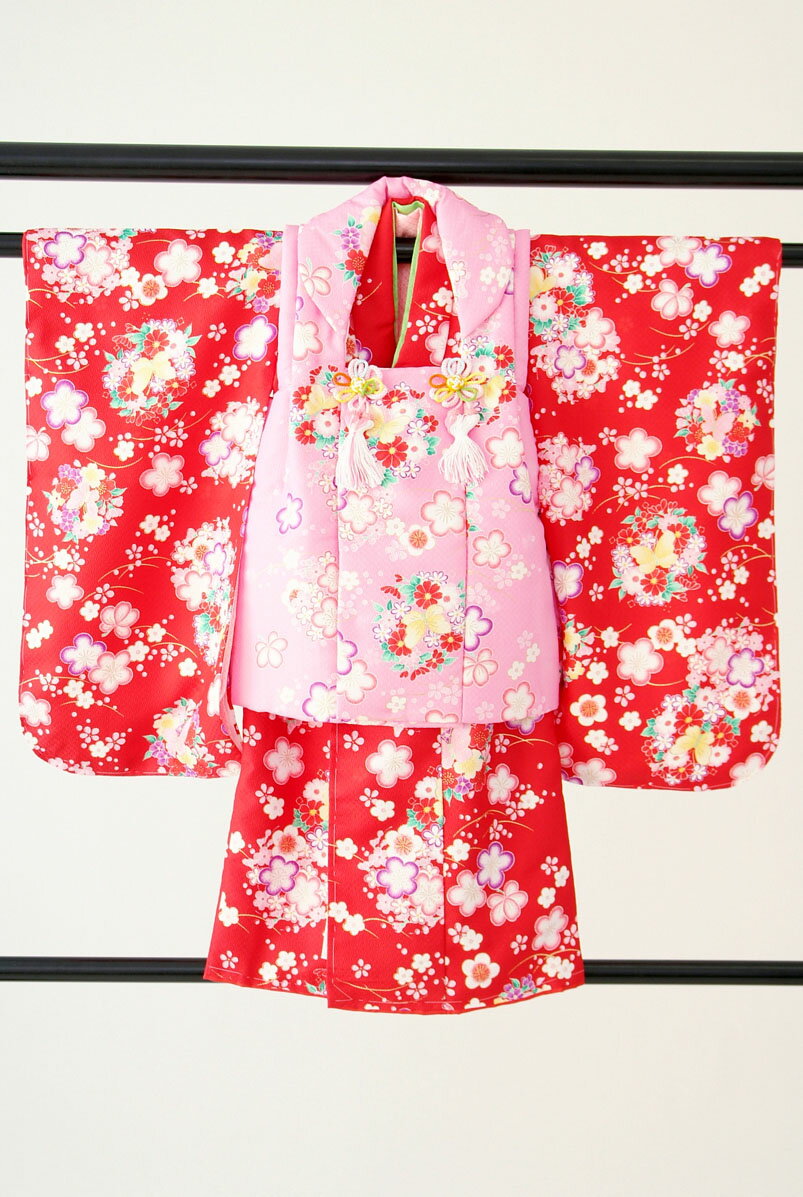 【used販売】【us-shhi-022】 七五三　着物　3歳　5歳　7歳 　七五三着物 　乙葉　入学式　入園式　卒業式　販売　前撮り　スタジオ衣装　被布　四つ身　袴