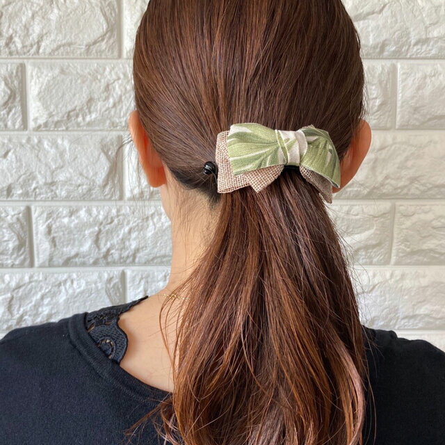バナナクリップ【tropical hemp mini】 夏　ヘアクリップ　海　ペイズリー　可愛い...