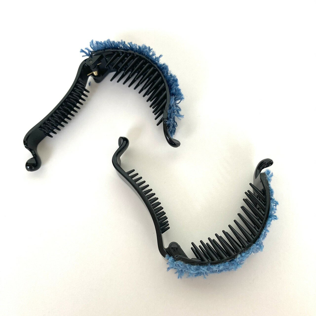 バナナクリップ【フリンジデニム】ヘアアクセサリー ヘアクリップ 結婚式 リボン ...