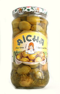 モロッコ産グリーンオリーブ(種有)ハーブ&ガーリック入り370g(内容量220g)GreenOlivewithHerbs/OlivesVertesCasseeauxHerbes(Aicha,Morocco)(