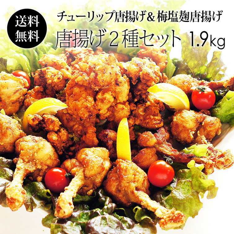 紀の国みかん鶏 チューリップ 唐揚げ 500g ＆ 梅塩麹唐揚げ 450gセット  パーティーに レンジで美味しい 簡単から揚げ 人気唐揚げセット冷凍 お惣菜