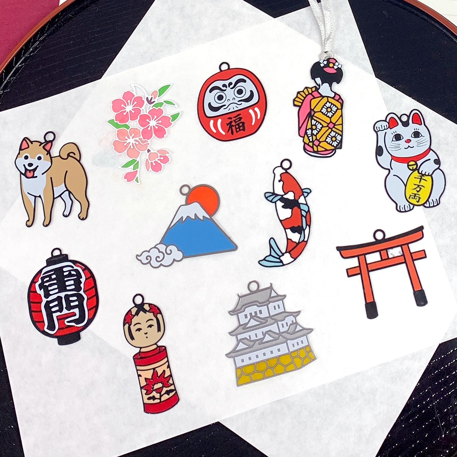 ステンドグラス 風 ミニ ブックマーカー 【 JAPAN 】( 富士山 / 桜 / 鳥居 / お 城 / 招き猫 / だるま / こけし / 雷門 / 舞妓 /...